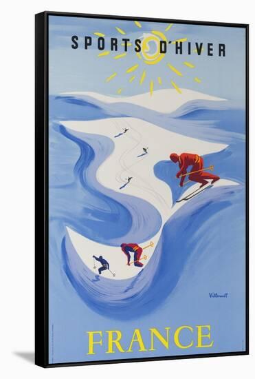 Sports D'Hiver, France, French Travel Poster Winter Sports-null-Framed Stretched Canvas