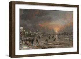 Sports on a Frozen River, c.1660-Aert van der Neer-Framed Giclee Print