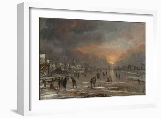 Sports on a Frozen River, c.1660-Aert van der Neer-Framed Giclee Print