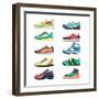 Sports Shoes Vector Set. Fashion Sportwear, Everyday Sneaker, Footwear Clothing Illustration-MSSA-Framed Art Print