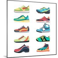 Sports Shoes Vector Set. Fashion Sportwear, Everyday Sneaker, Footwear Clothing Illustration-MSSA-Mounted Art Print