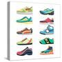 Sports Shoes Vector Set. Fashion Sportwear, Everyday Sneaker, Footwear Clothing Illustration-MSSA-Stretched Canvas