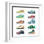 Sports Shoes Vector Set. Fashion Sportwear, Everyday Sneaker, Footwear Clothing Illustration-MSSA-Framed Art Print