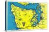 Sportsman and Tourist Map, Olympic Peninsula - Olympic National Park-Lantern Press-Stretched Canvas