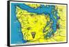 Sportsman and Tourist Map, Olympic Peninsula - Olympic National Park-Lantern Press-Framed Stretched Canvas