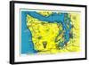 Sportsman and Tourist Map, Olympic Peninsula - Olympic National Park-Lantern Press-Framed Art Print