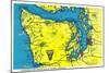 Sportsman and Tourist Map, Olympic Peninsula - Olympic National Park-Lantern Press-Mounted Art Print