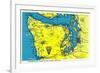 Sportsman and Tourist Map, Olympic Peninsula - Olympic National Park-Lantern Press-Framed Premium Giclee Print