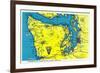 Sportsman and Tourist Map, Olympic Peninsula - Olympic National Park-Lantern Press-Framed Premium Giclee Print