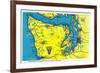 Sportsman and Tourist Map, Olympic Peninsula - Olympic National Park-Lantern Press-Framed Premium Giclee Print