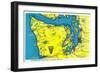 Sportsman and Tourist Map, Olympic Peninsula - Olympic National Park-Lantern Press-Framed Art Print