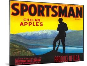 Sportsman Apple Label - Chelan, WA-Lantern Press-Mounted Art Print