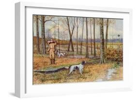 Sportsman with His English Setters Hunting Woodcock, Circa 1900-null-Framed Giclee Print