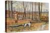 Sportsman with His English Setters Hunting Woodcock, Circa 1900-null-Stretched Canvas