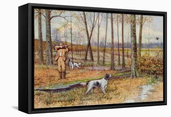 Sportsman with His English Setters Hunting Woodcock, Circa 1900-null-Framed Stretched Canvas