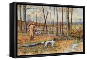 Sportsman with His English Setters Hunting Woodcock, Circa 1900-null-Framed Stretched Canvas