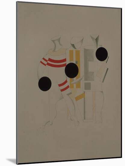 Sportsmen, Figurine for the Opera Victory over the Sun by A. Kruchenykh, 1920-1921-El Lissitzky-Mounted Giclee Print