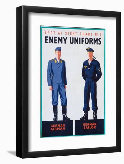 Spot at Sight Chart No. 2, Enemy Uniforms, German Airman, German Sailor-null-Framed Art Print