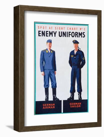 Spot at Sight Chart No. 2, Enemy Uniforms, German Airman, German Sailor-null-Framed Art Print