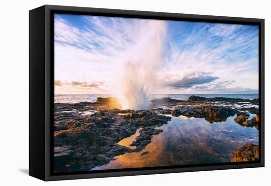 Spouting Horn Power at Sunrise, South Kauai, Poipu Hawaii-Vincent James-Framed Stretched Canvas