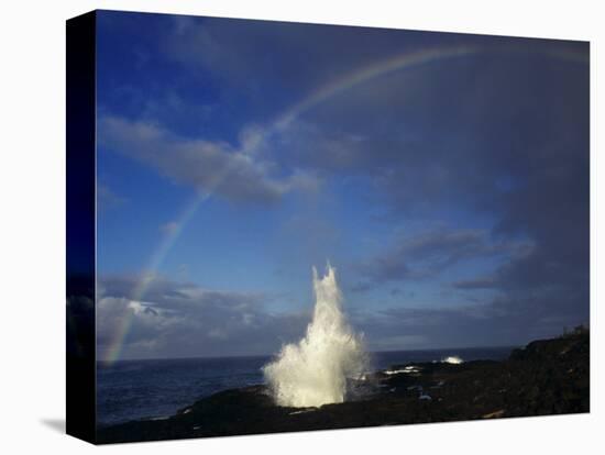 Spouting Horn with Rainbow, Po'Ipu, Kauai, Hawaii, USA-Rolf Nussbaumer-Stretched Canvas