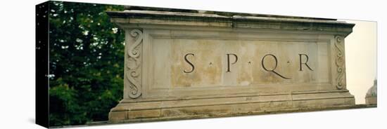 Spqr Text Carved on the Stone, Piazza Del Campidoglio, Palazzo Senatorio, Rome, Italy-null-Stretched Canvas
