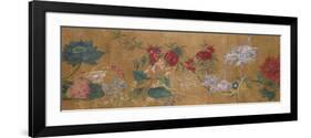 Sprays of Blossoming Prunus, Chrysanthemums, Peonies, Hydrangea, Lotus, Further Flowers and Foliage-Jiang Tingzi (After)-Framed Premium Giclee Print