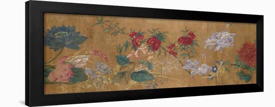 Sprays of Blossoming Prunus, Chrysanthemums, Peonies, Hydrangea, Lotus, Further Flowers and Foliage-Jiang Tingzi (After)-Framed Giclee Print