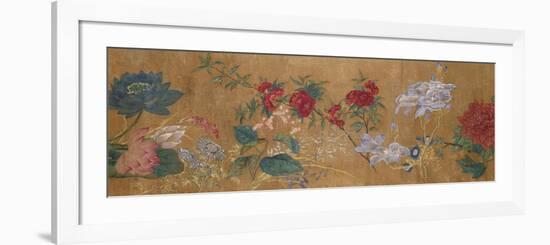 Sprays of Blossoming Prunus, Chrysanthemums, Peonies, Hydrangea, Lotus, Further Flowers and Foliage-Jiang Tingzi (After)-Framed Giclee Print