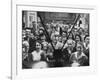 Spreanza Family Gathering around a Television in a Supermarket to Watch Jill Corey Perform-null-Framed Photographic Print