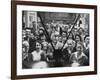 Spreanza Family Gathering around a Television in a Supermarket to Watch Jill Corey Perform-null-Framed Photographic Print