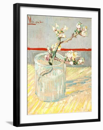 Sprig of Flowering Almond Blossom in a Glass, 1888-Vincent van Gogh-Framed Giclee Print