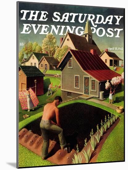 "Spring 1942," Saturday Evening Post Cover, April 18, 1942-Grant Wood-Mounted Premium Giclee Print