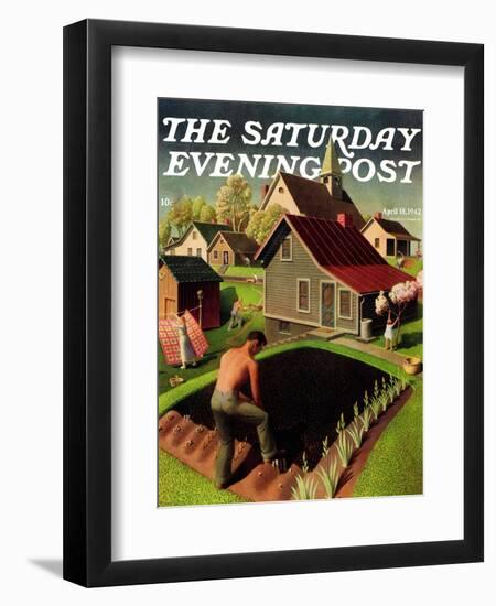 "Spring 1942," Saturday Evening Post Cover, April 18, 1942-Grant Wood-Framed Premium Giclee Print