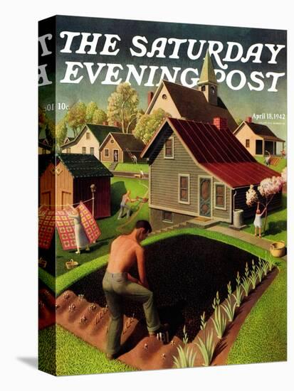 "Spring 1942," Saturday Evening Post Cover, April 18, 1942-Grant Wood-Stretched Canvas