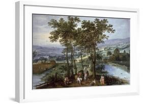 Spring, a Landscape with Elegant Company on a Tree-Lined Road-Joos de Momper and Jan Brueghel-Framed Giclee Print