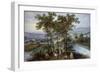 Spring, a Landscape with Elegant Company on a Tree-Lined Road-Joos de Momper and Jan Brueghel-Framed Premium Giclee Print