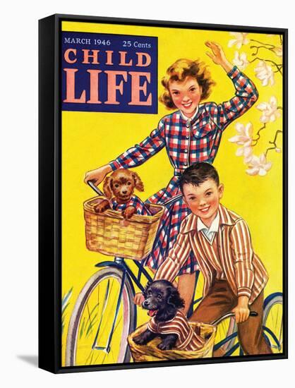 Spring Bike Ride - Child Life, March 1946-Katherine Wireman-Framed Stretched Canvas