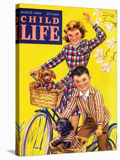 Spring Bike Ride - Child Life, March 1946-Katherine Wireman-Stretched Canvas