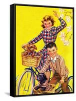 Spring Bike Ride - Child Life-Katherine Wireman-Framed Stretched Canvas