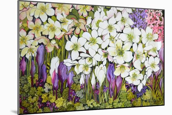 Spring Border: Hellebores, Crocus and Violets-Joan Thewsey-Mounted Giclee Print