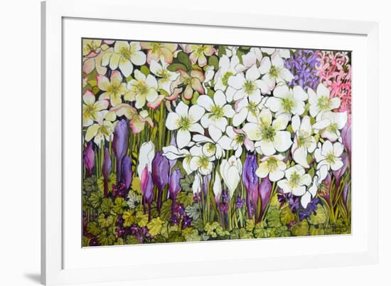 Spring Border: Hellebores, Crocus and Violets-Joan Thewsey-Framed Giclee Print