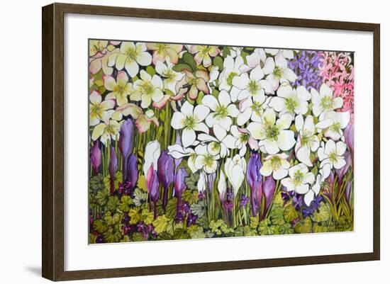 Spring Border: Hellebores, Crocus and Violets-Joan Thewsey-Framed Giclee Print