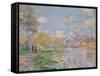 Spring by the Seine. 1875-Claude Monet-Framed Stretched Canvas