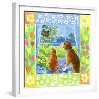 Spring Cat and Dog-Geraldine Aikman-Framed Giclee Print