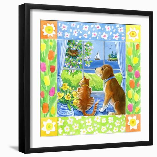 Spring Cat and Dog-Geraldine Aikman-Framed Giclee Print