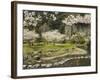 Spring Cherry Blossoms Near River with Stepping Stones, Kagoshima Prefecture, Kyushu, Japan-Christian Kober-Framed Photographic Print