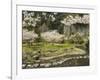 Spring Cherry Blossoms Near River with Stepping Stones, Kagoshima Prefecture, Kyushu, Japan-Christian Kober-Framed Photographic Print