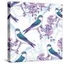 Spring Cherry Pattern with Birds-Varvara Kurakina-Stretched Canvas