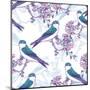 Spring Cherry Pattern with Birds-Varvara Kurakina-Mounted Art Print